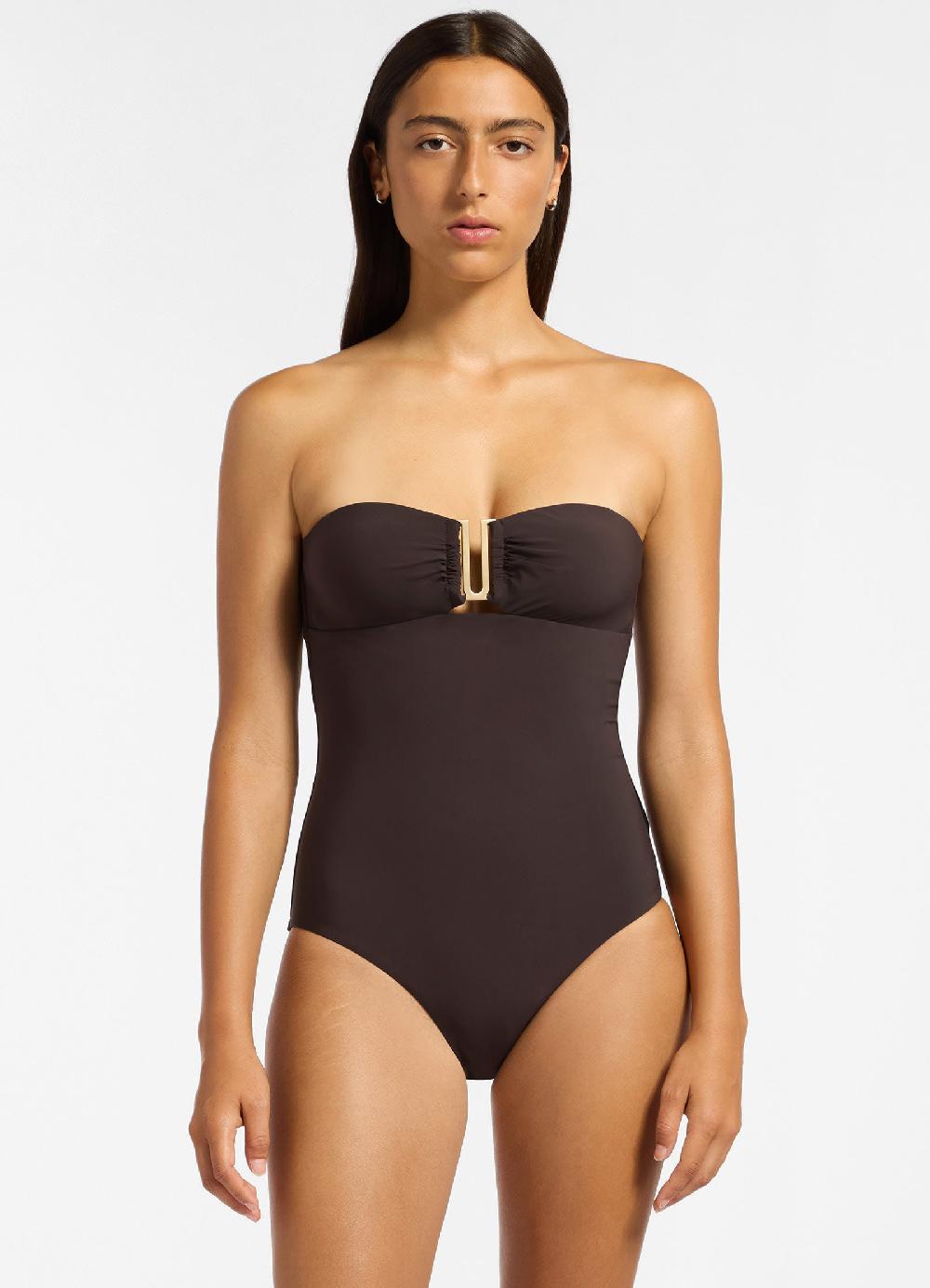 Jets Australia Jetset Bandeau One Piece - Chocolate