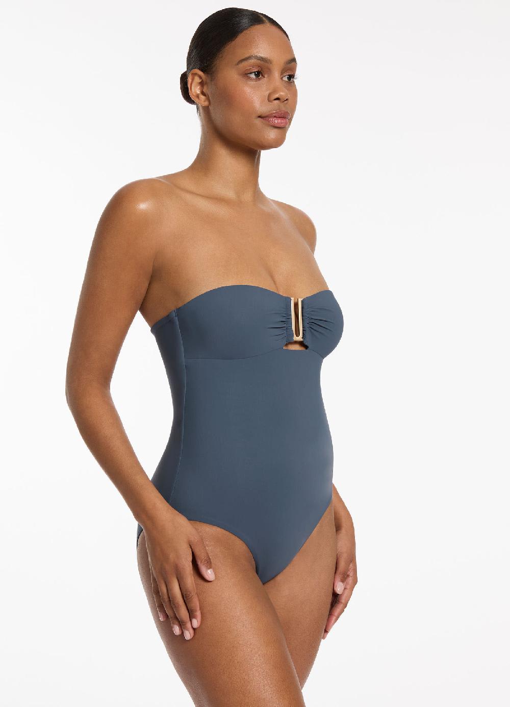 Jets Australia Jetset Bandeau One Piece - Steel Blue