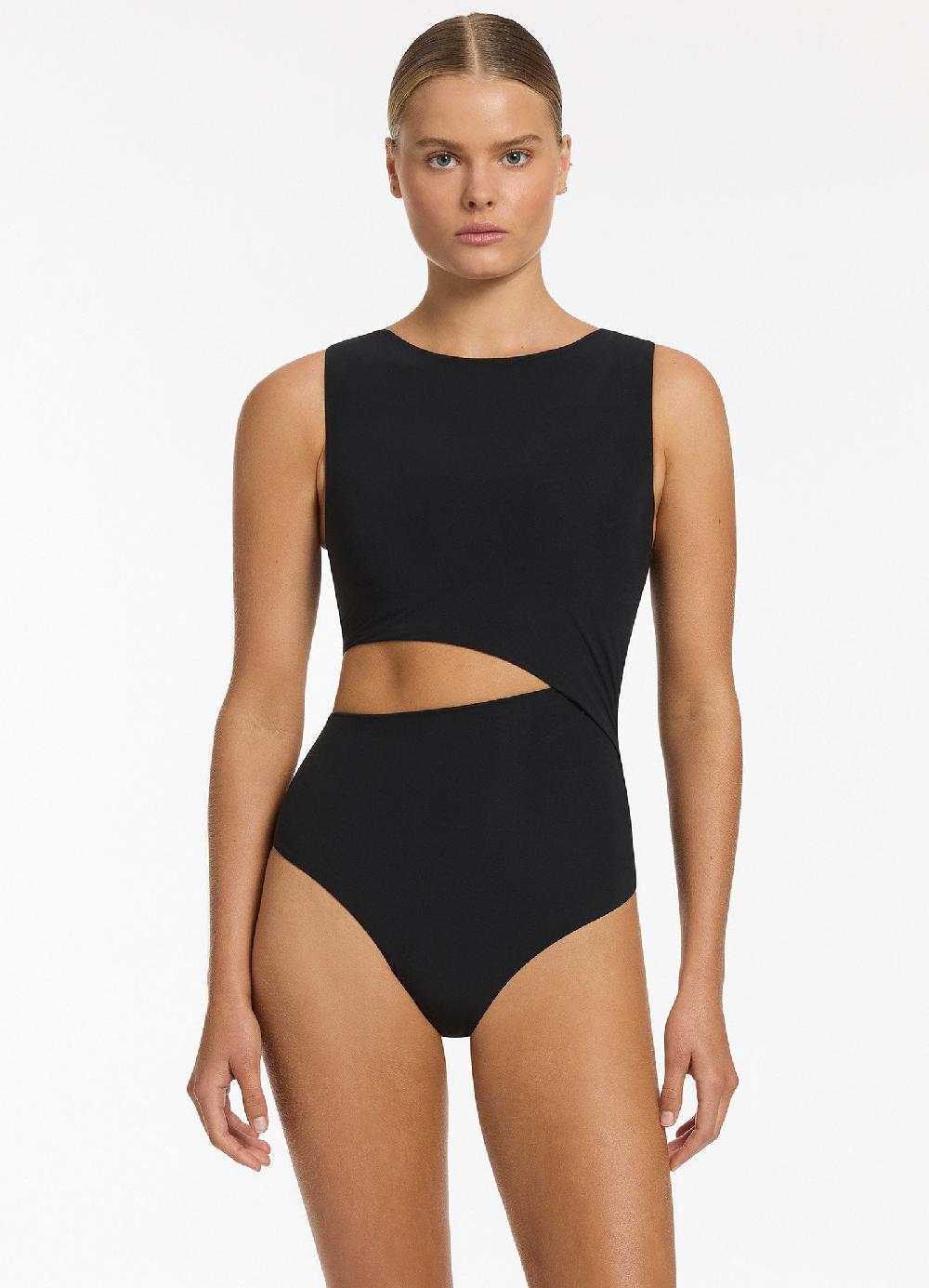 Jets Australia Jetset Cut Out Tank One Piece - Black