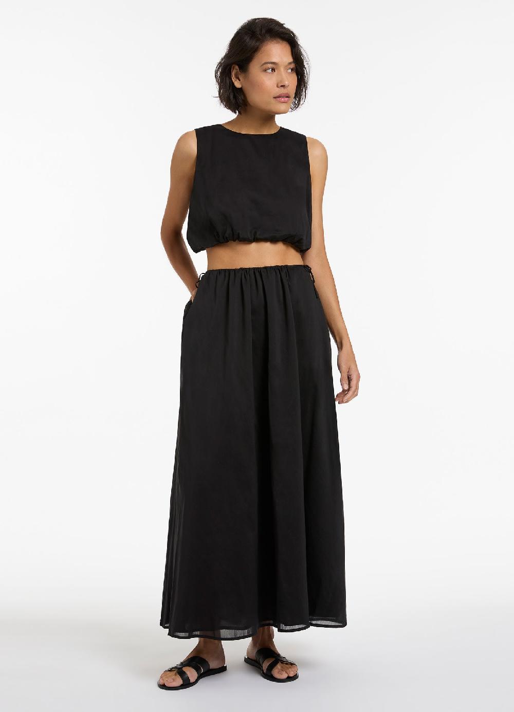 jets australia Jetset Gathered Maxi Skirt - Black