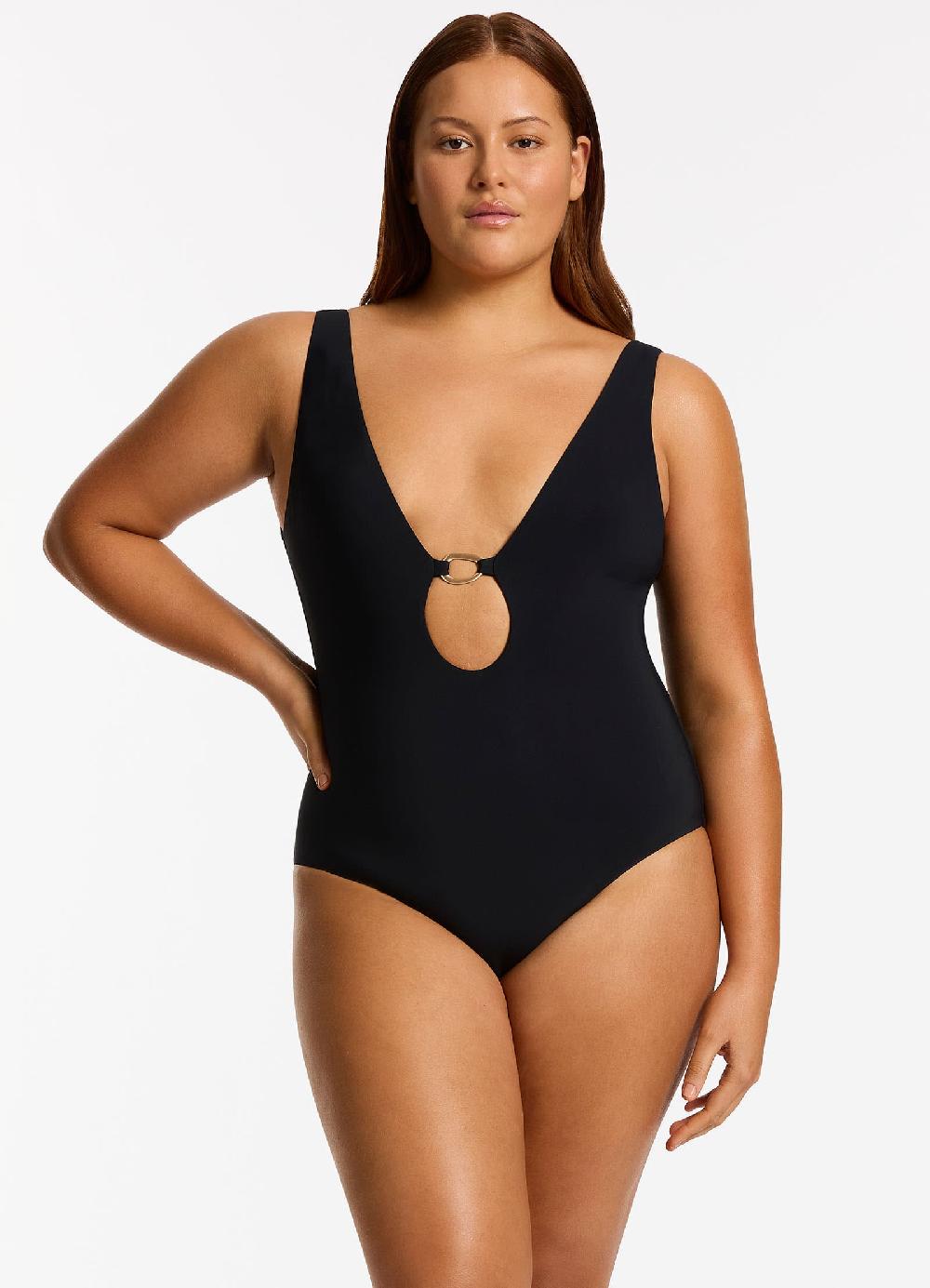 Jets Australia Jetset Lien Plunge One Piece - Black