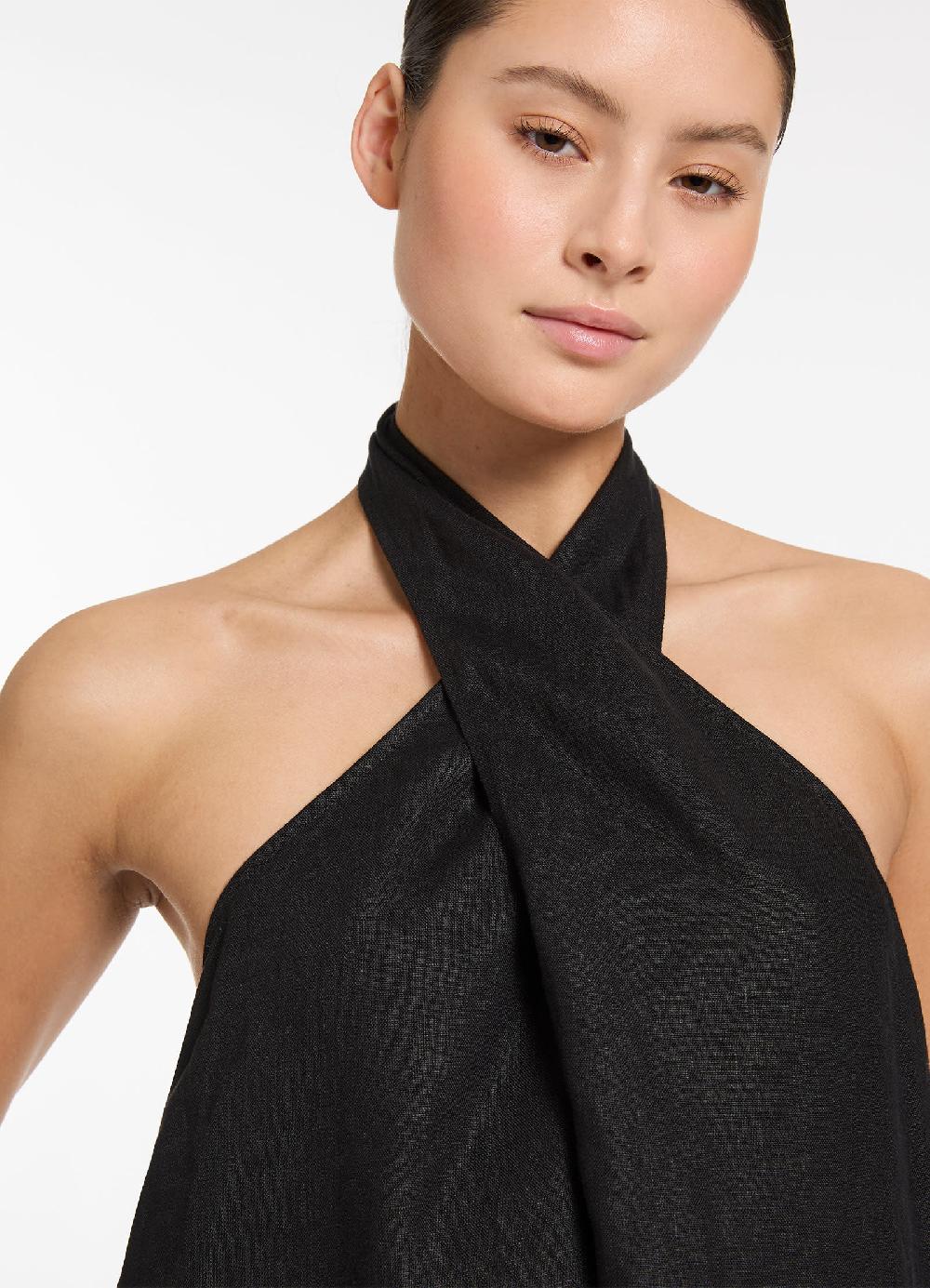 Jets Australia Jetset Low Back Halter Dress - Black