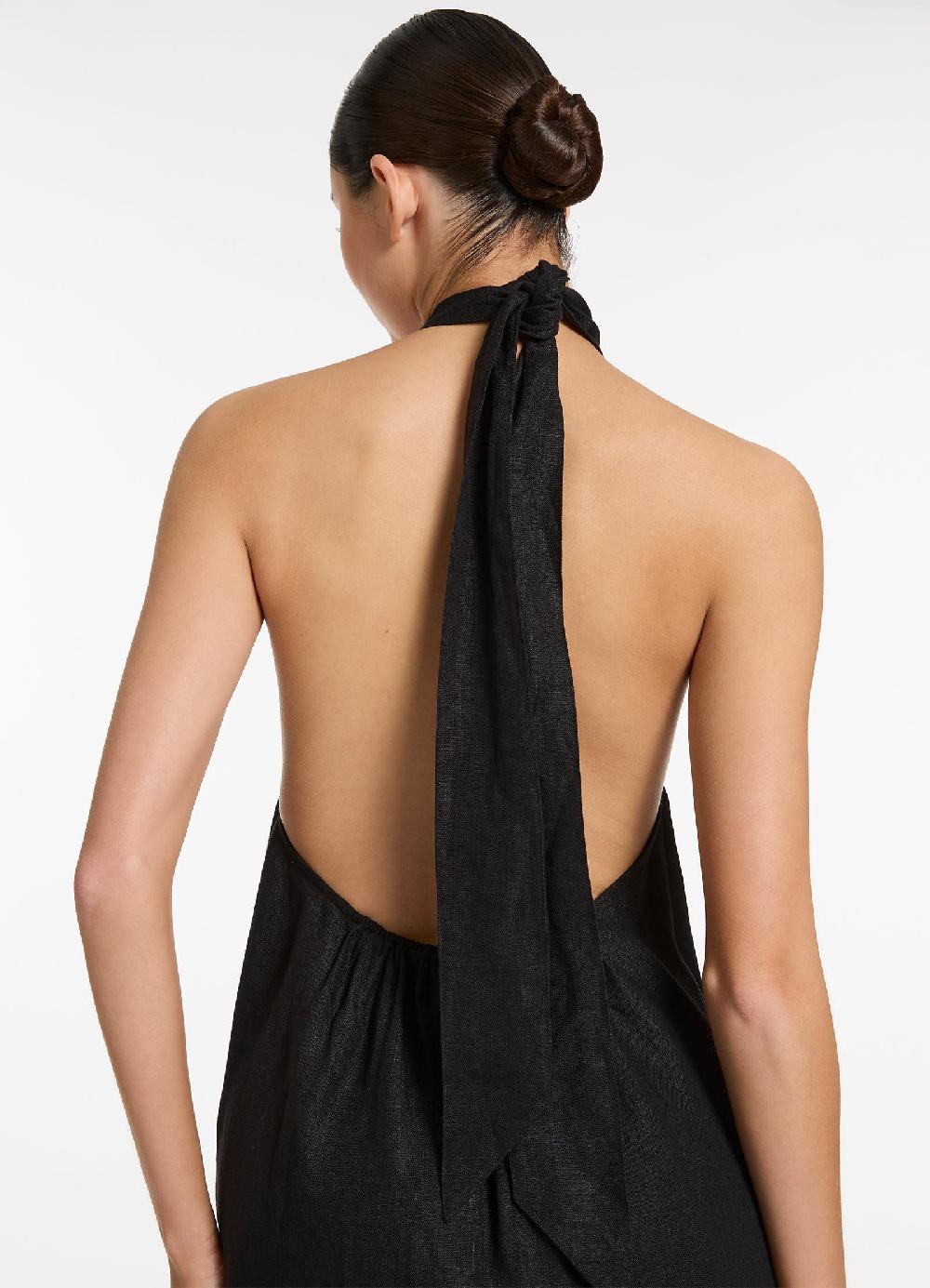 Jets Australia Jetset Low Back Halter Dress - Black