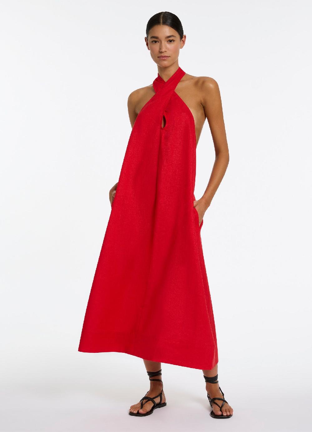 jets australia Jetset Low Back Halter Dress - Rosso