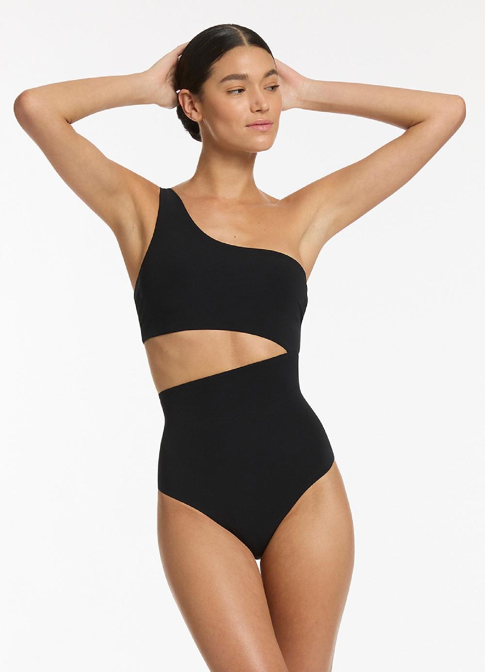 Jets Australia Jetset One Shoulder One Piece - Black