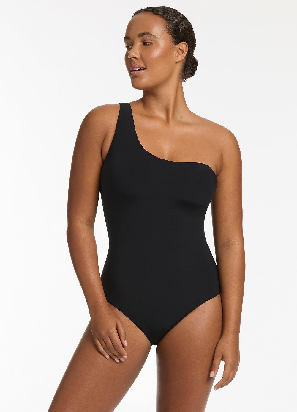 jets australia Jetset One Shoulder One Piece - Black