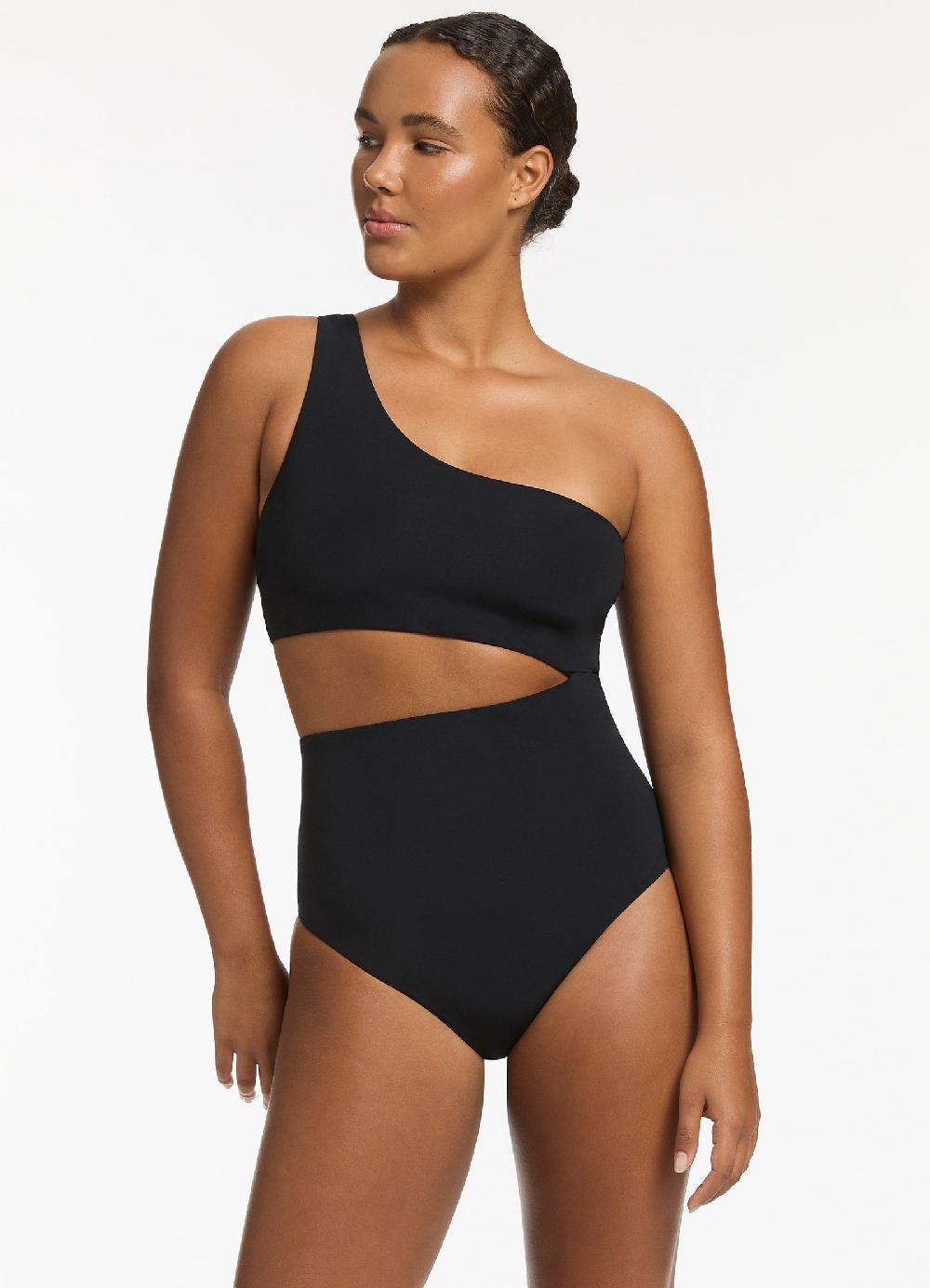jets australia Jetset One Shoulder One Piece - Black