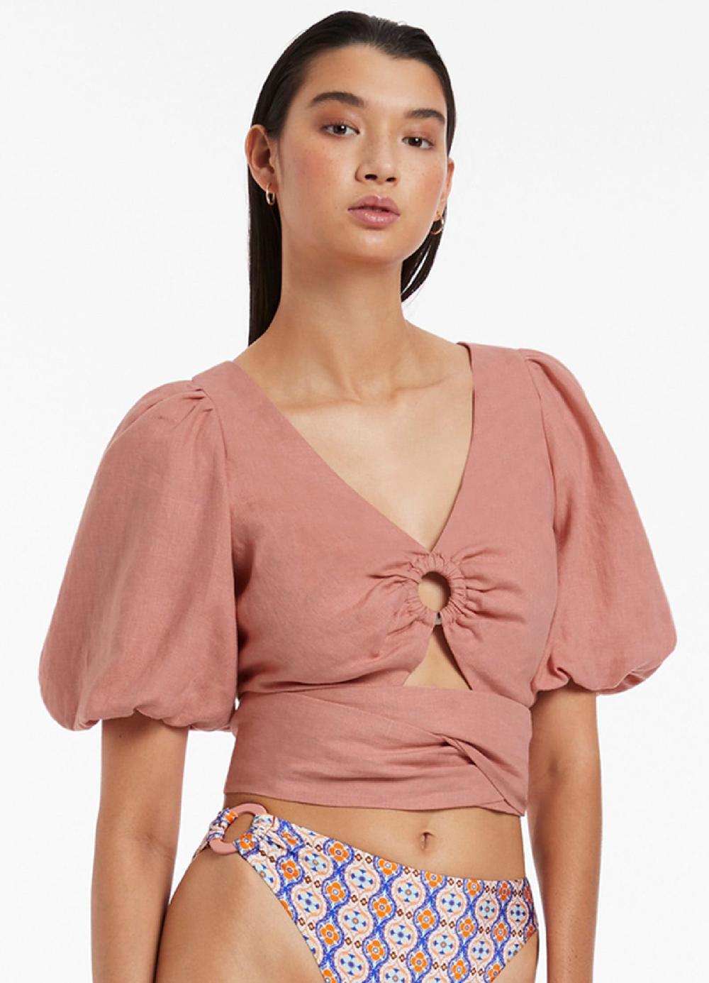 Jets Australia Jetset Puff Sleeve Top - Musk