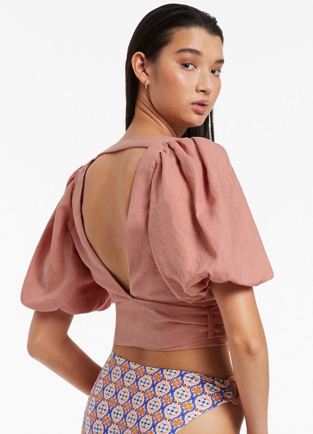 Jets Australia Jetset Puff Sleeve Top - Musk