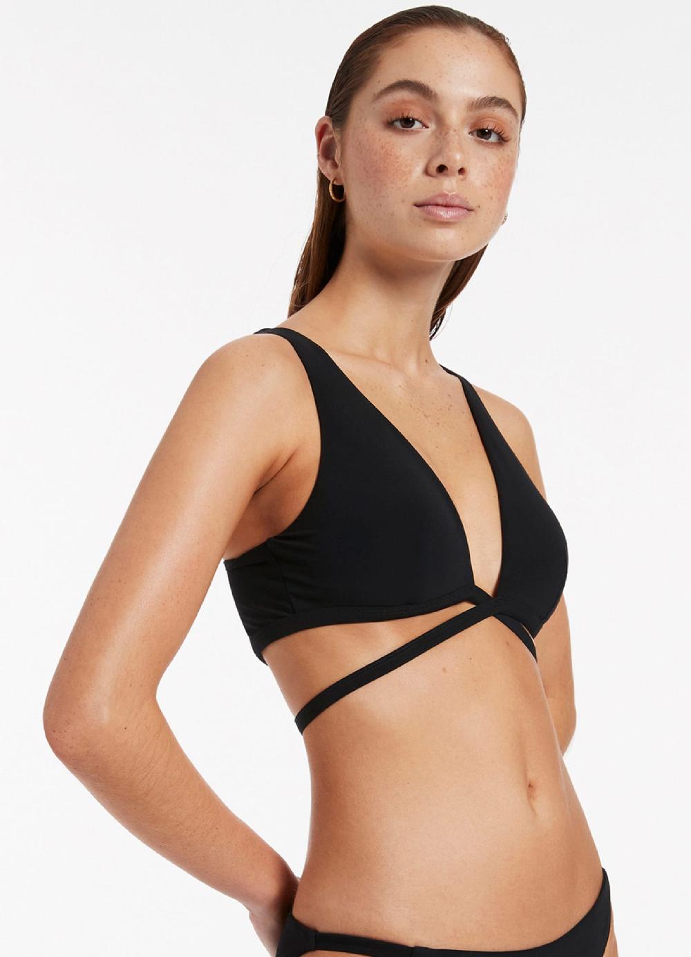 Jets Australia Jetset Wrap Tie Plunge Top - Black