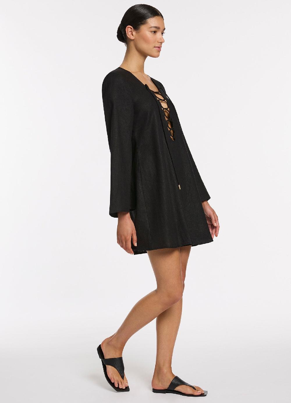 Jets Australia Joali Tie Front Mini Coverup - Black