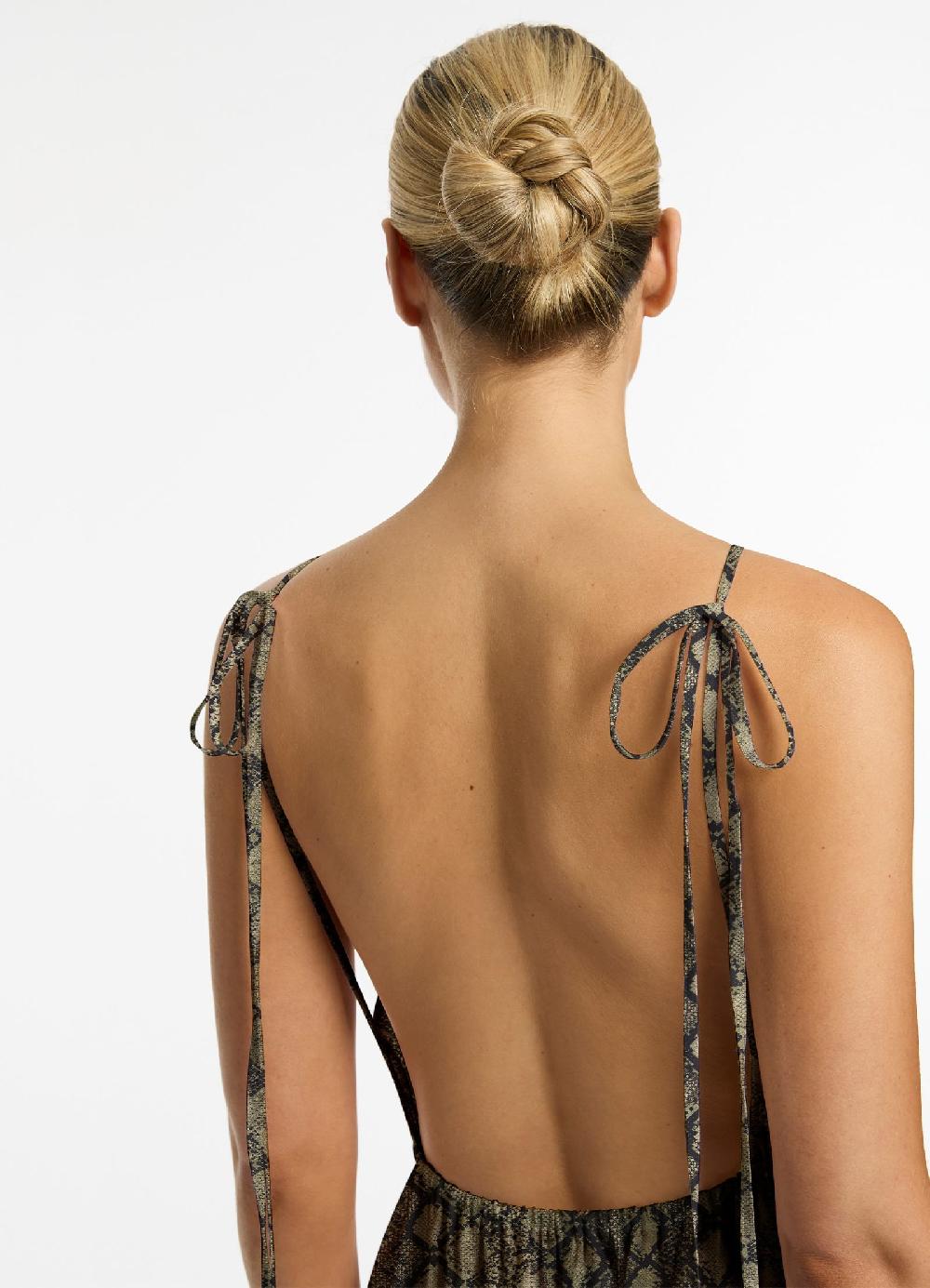 Jets Australia Python Backless Maxi Dress - Olive