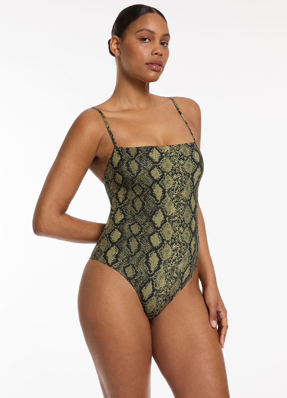 Jets Australia Python Minimal Tank One Piece - Olive