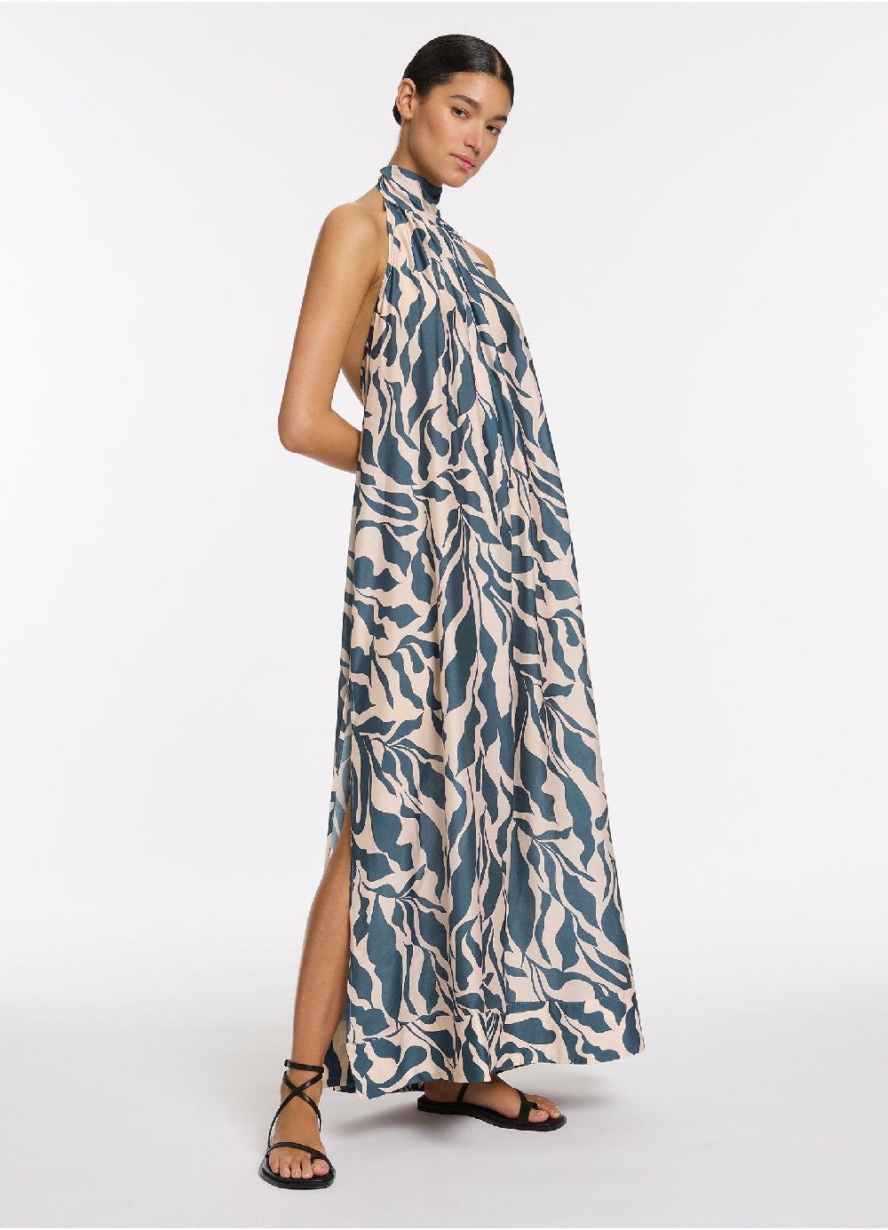 Jets Australia Sereno Halter Maxi Dress - Steel Blue