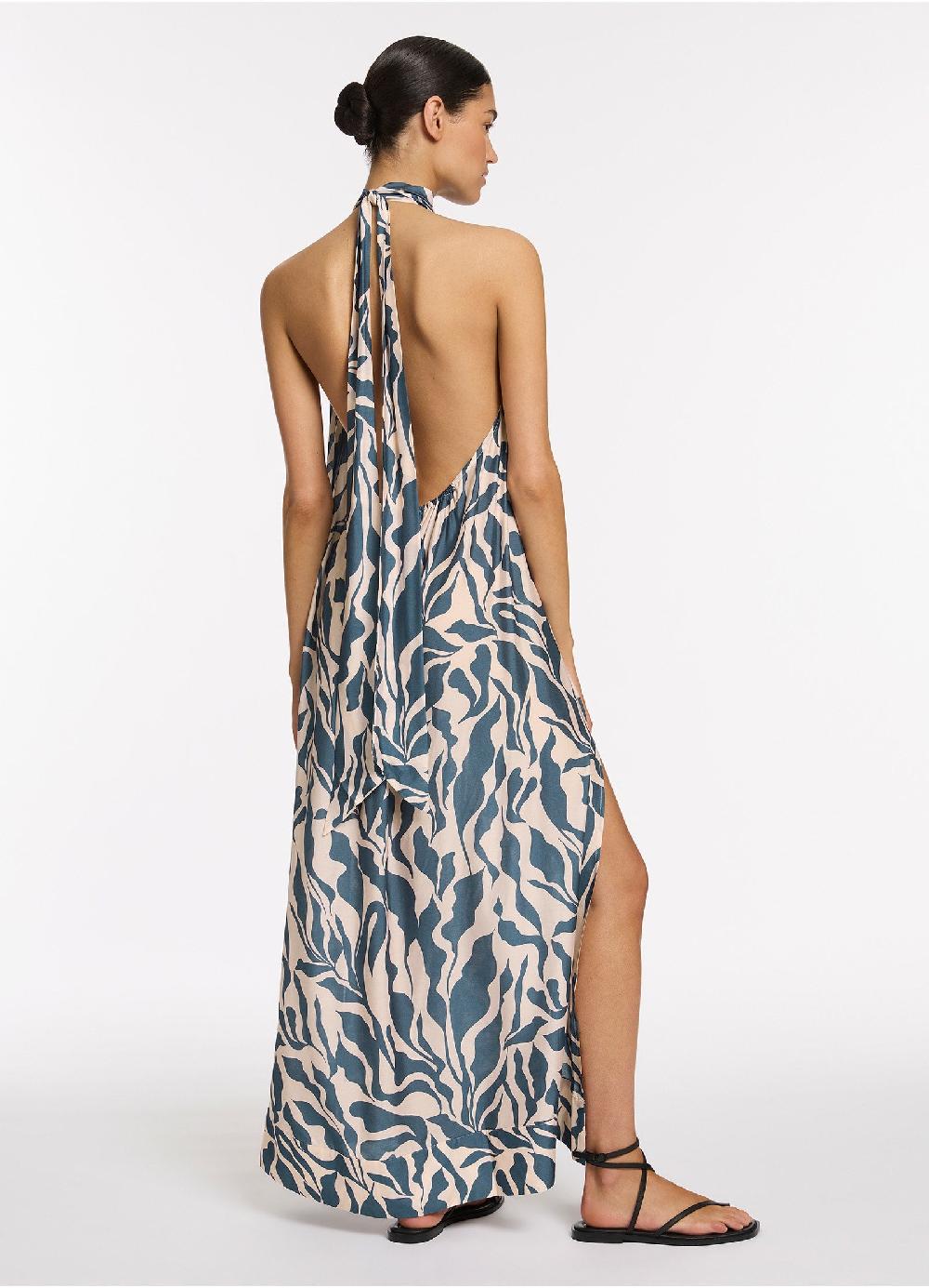 Jets Australia Sereno Halter Maxi Dress - Steel Blue