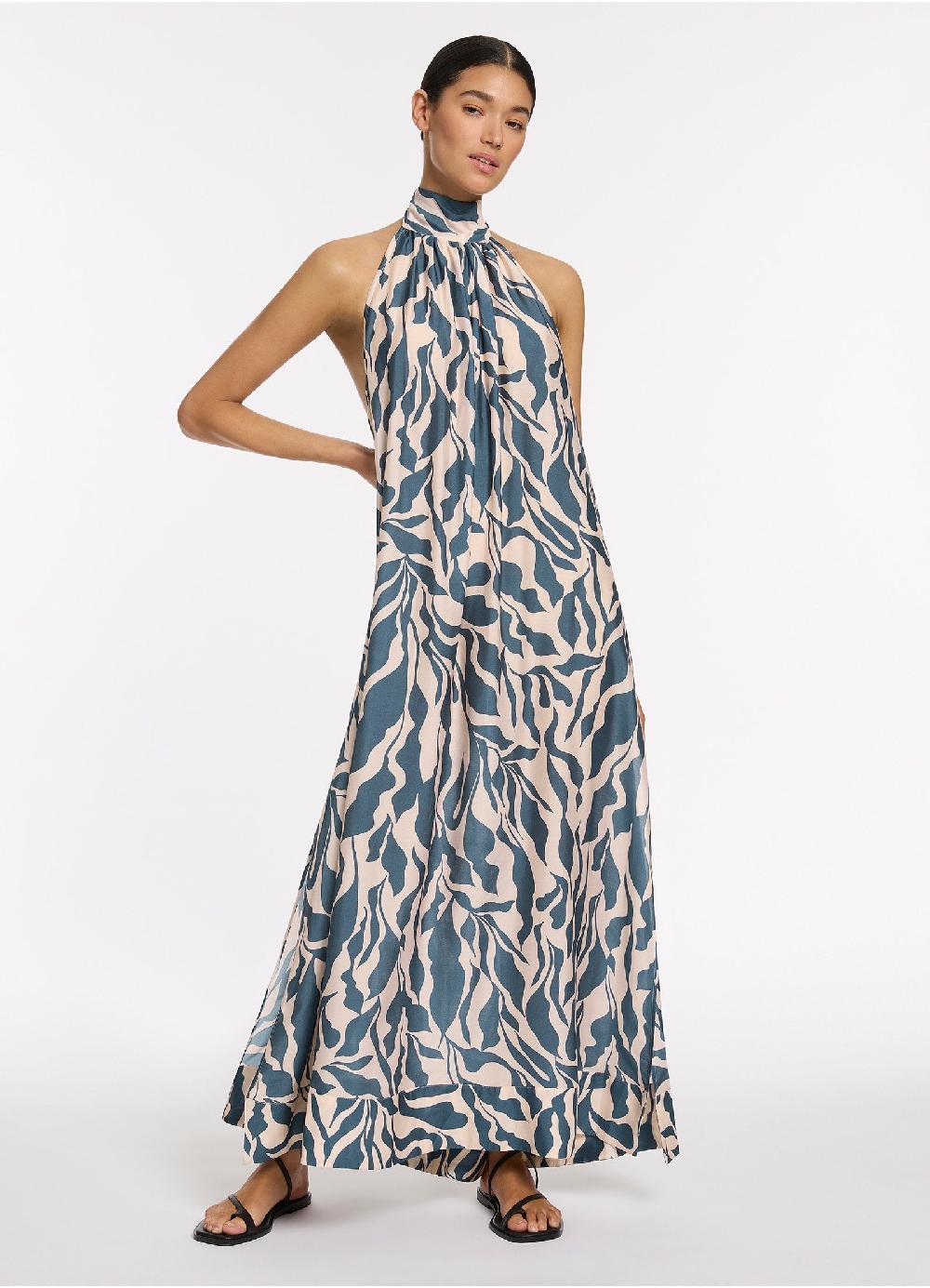 jets australia Sereno Halter Maxi Dress - Steel Blue
