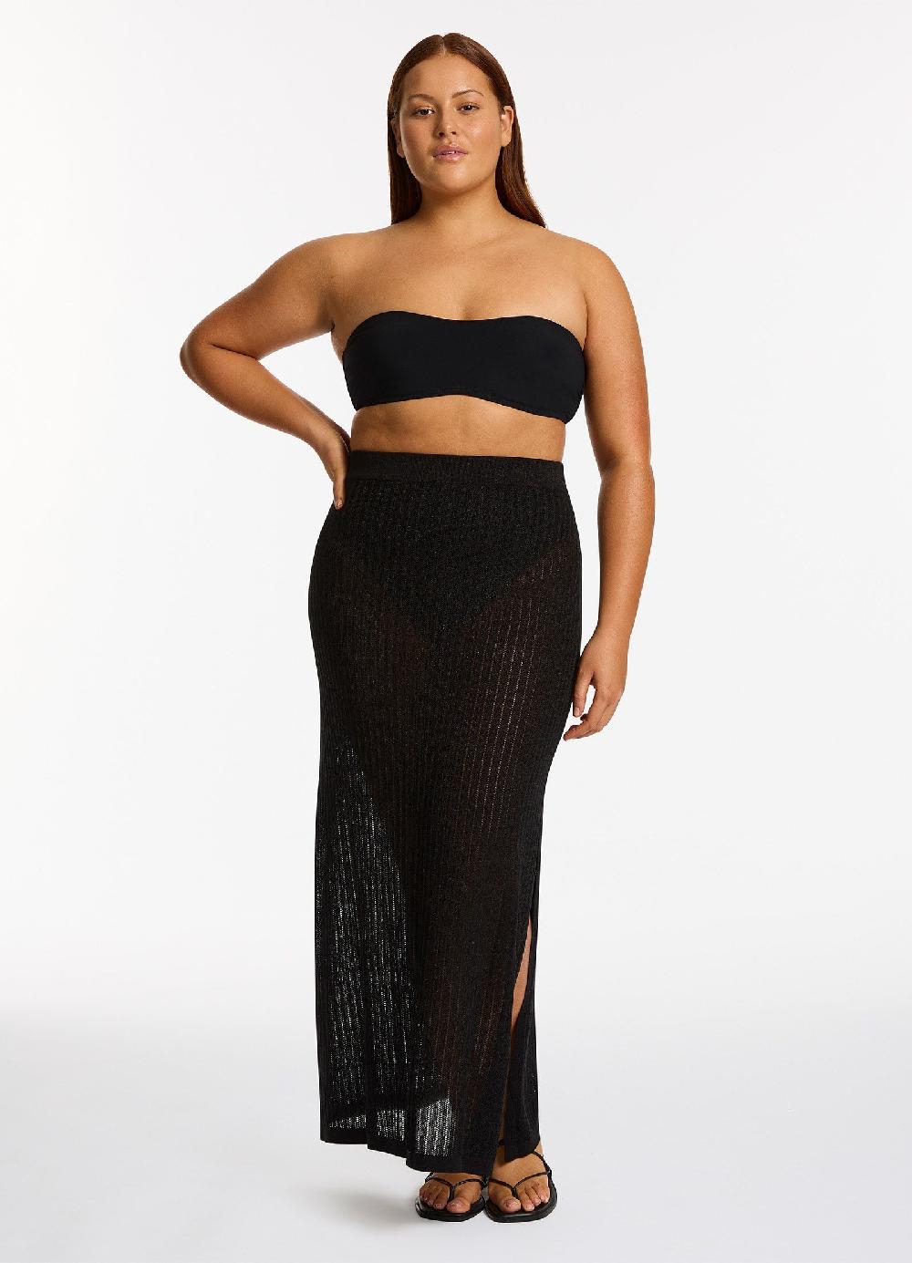 Jets Australia Tirari Nights Knit Maxi Skirt - Black