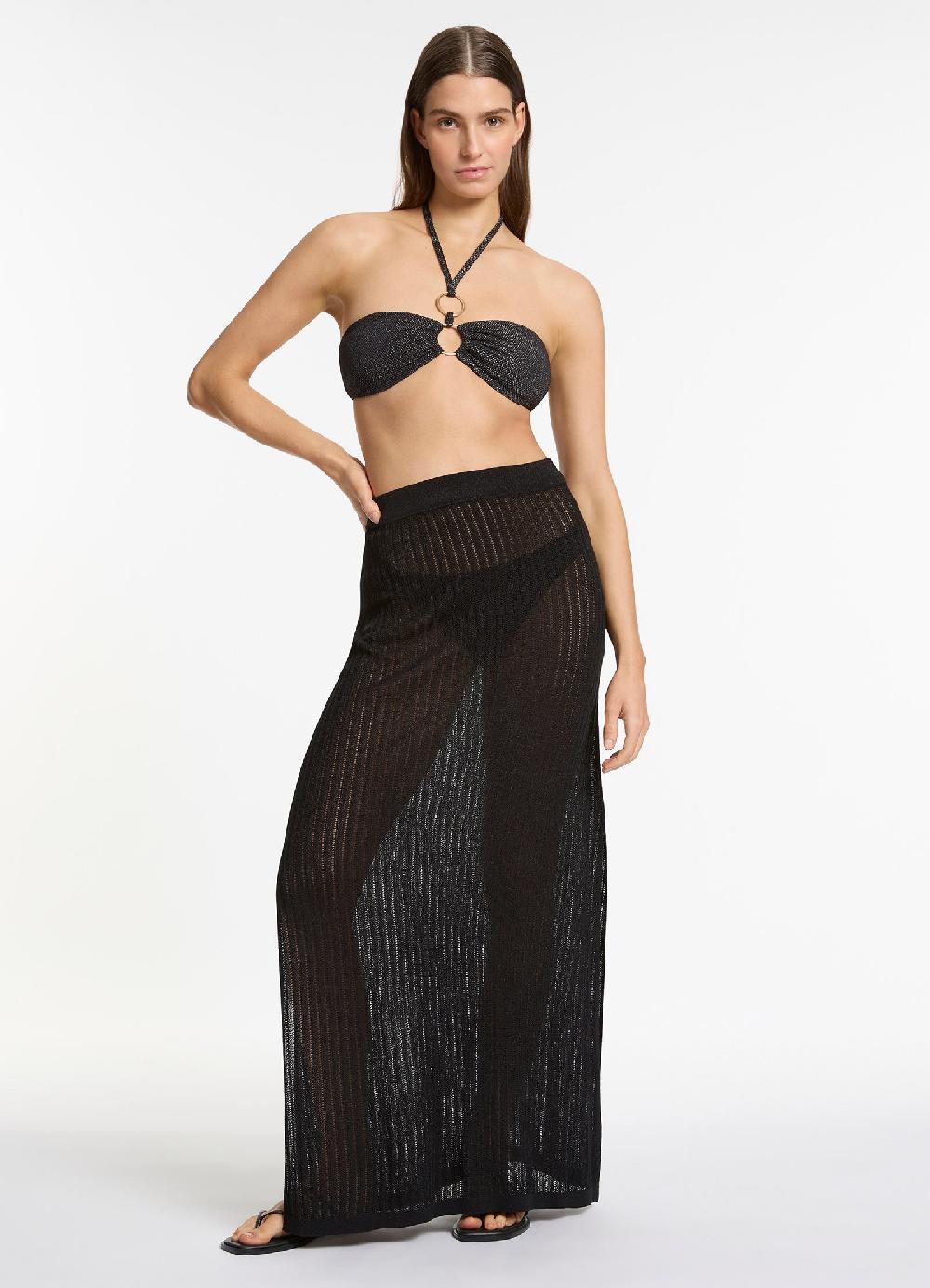 jets australia Tirari Nights Knit Maxi Skirt - Black