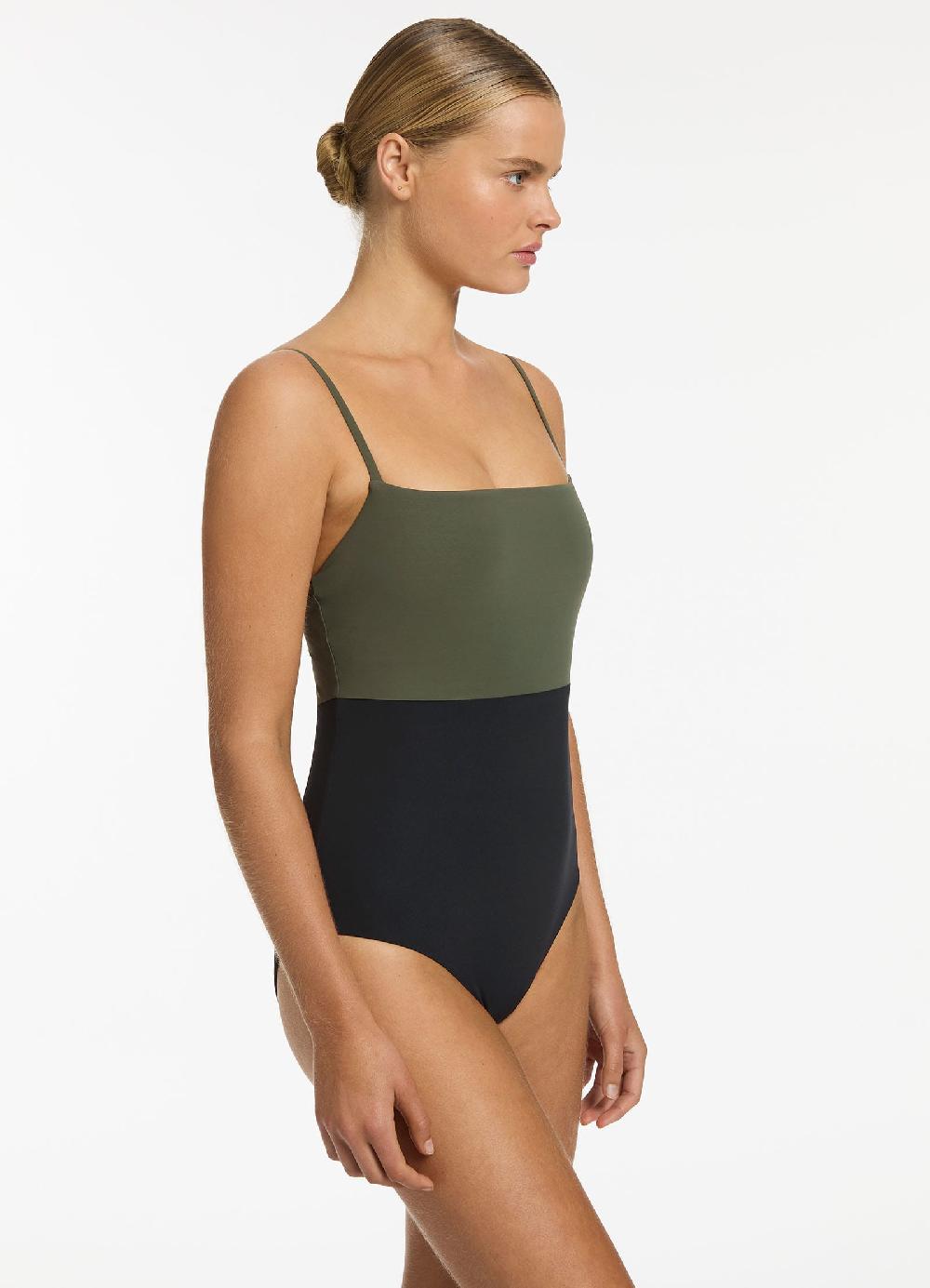 Jets Australia Versa Tank One Piece - Olive/Black