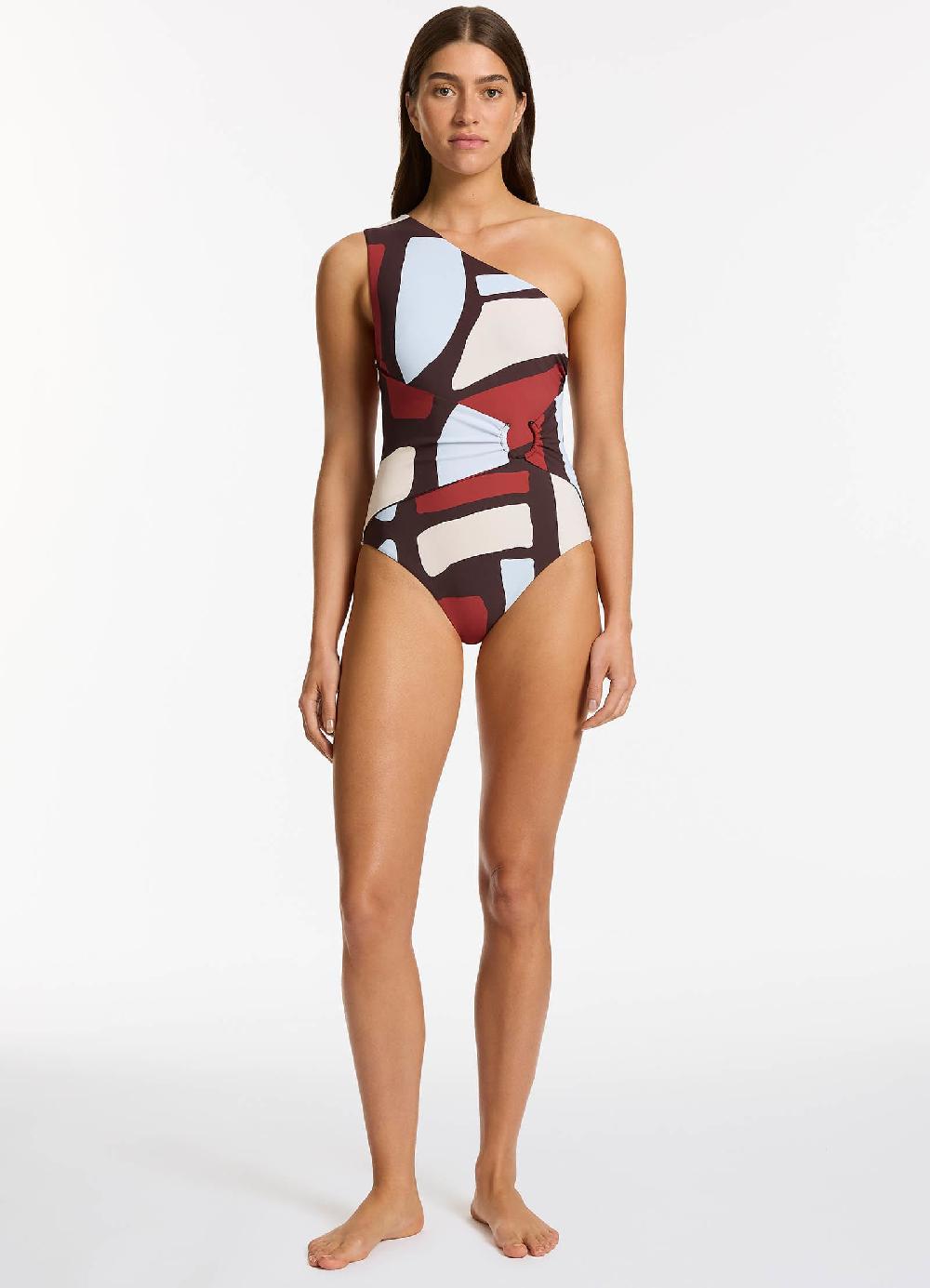 jets australia Zarla One Shoulder One Piece - Ruby