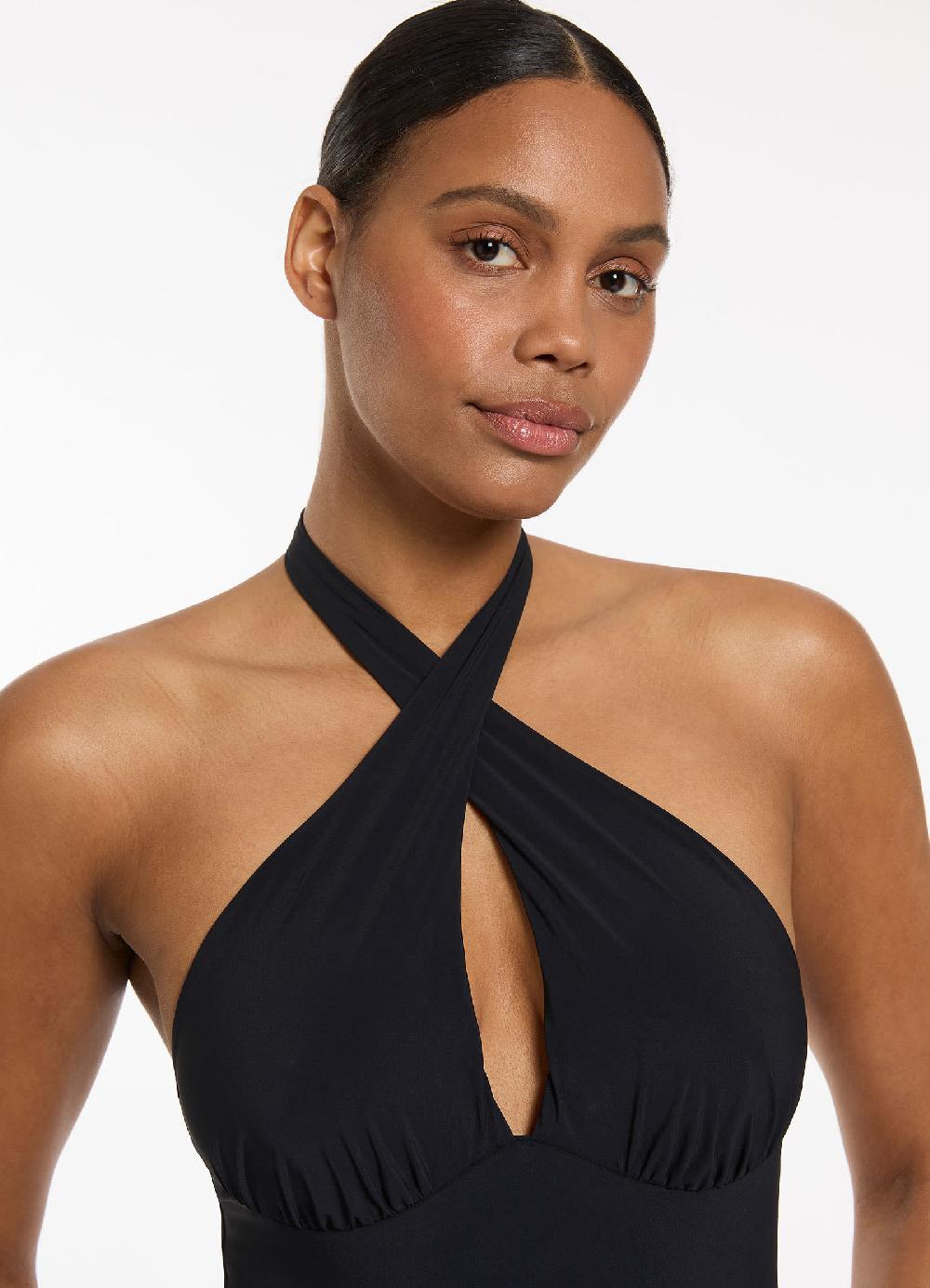 Jets Australia Jetset Cross Over Halter One Piece - Black