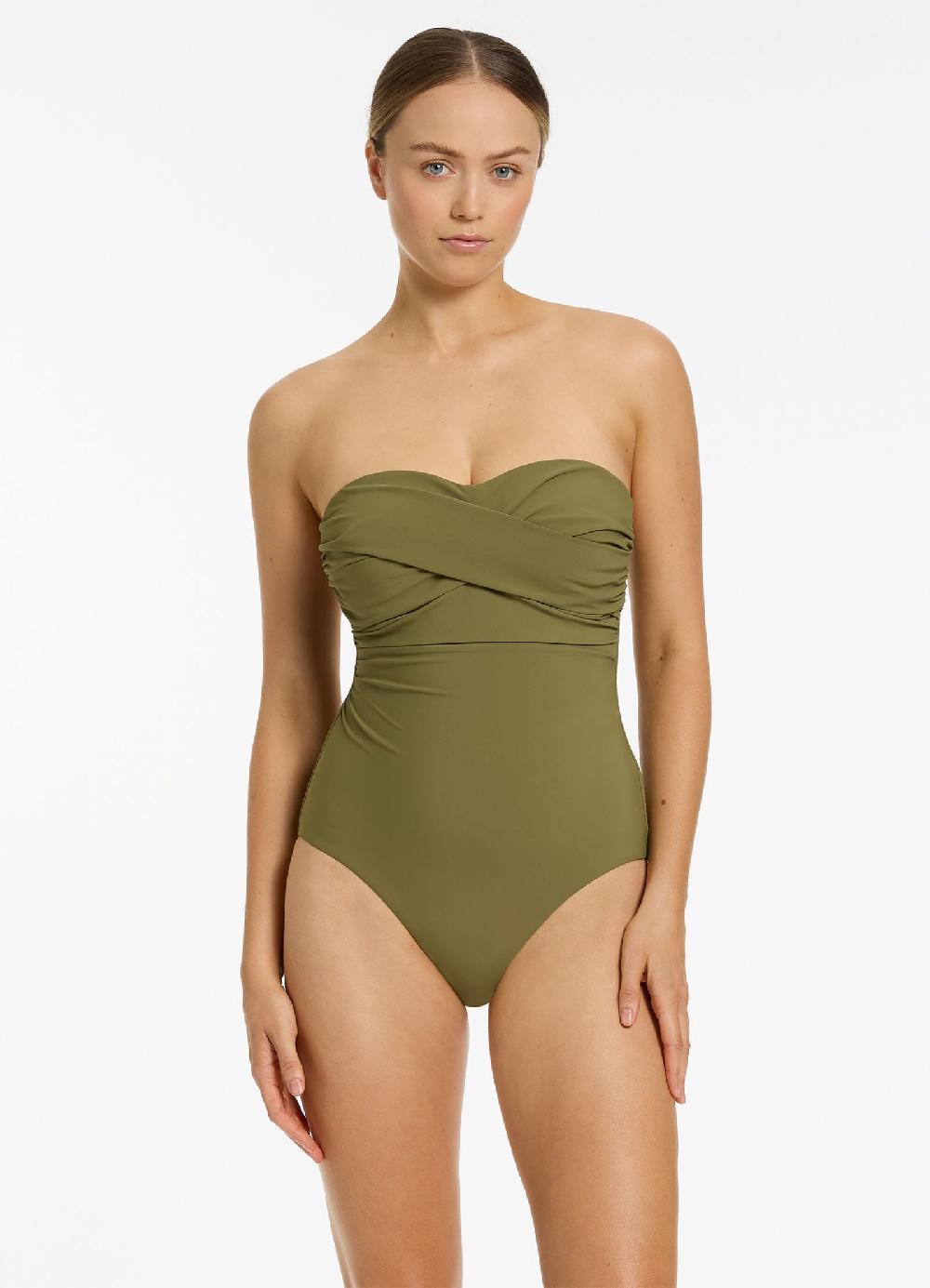 jets australia Jetset D-Dd Twist Front One Piece - Moss