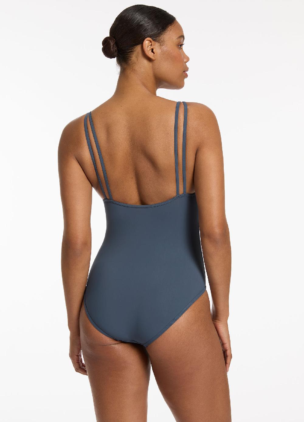 Jets Australia Jetset Double Strap One Piece - Steel Blue