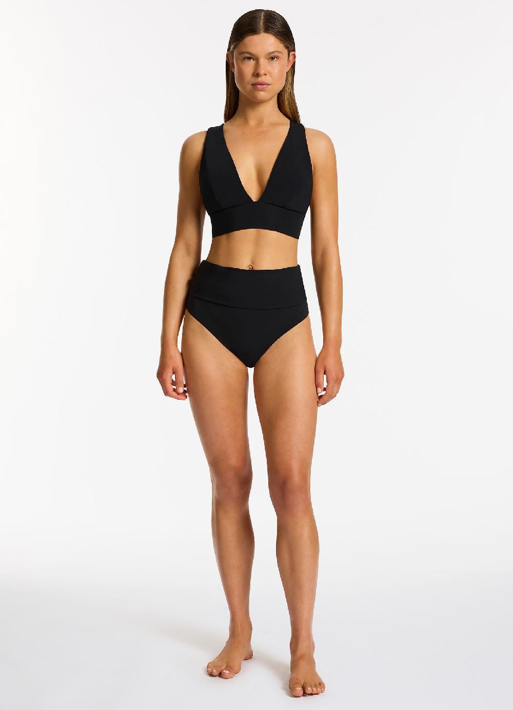 jets australia Jetset Fold Down High Waisted Bikini Bottom - Black