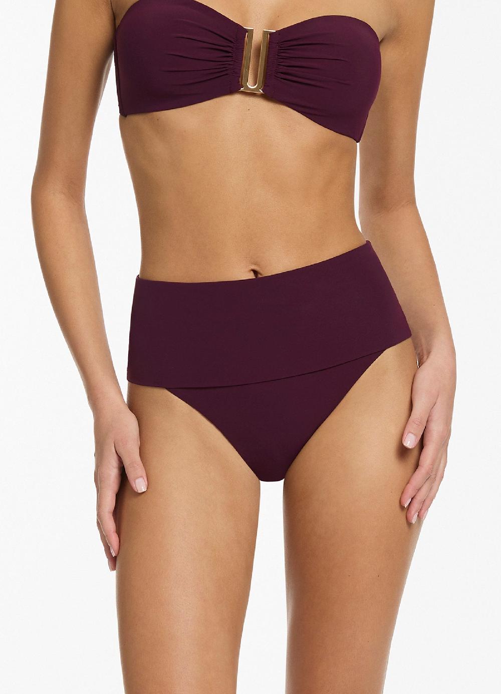 Jets Australia Jetset Fold Down High Waisted Bikini Bottom - Port