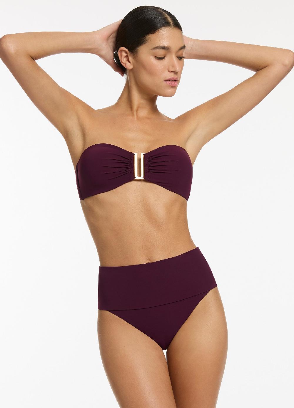 jets australia Jetset Fold Down High Waisted Bikini Bottom - Port