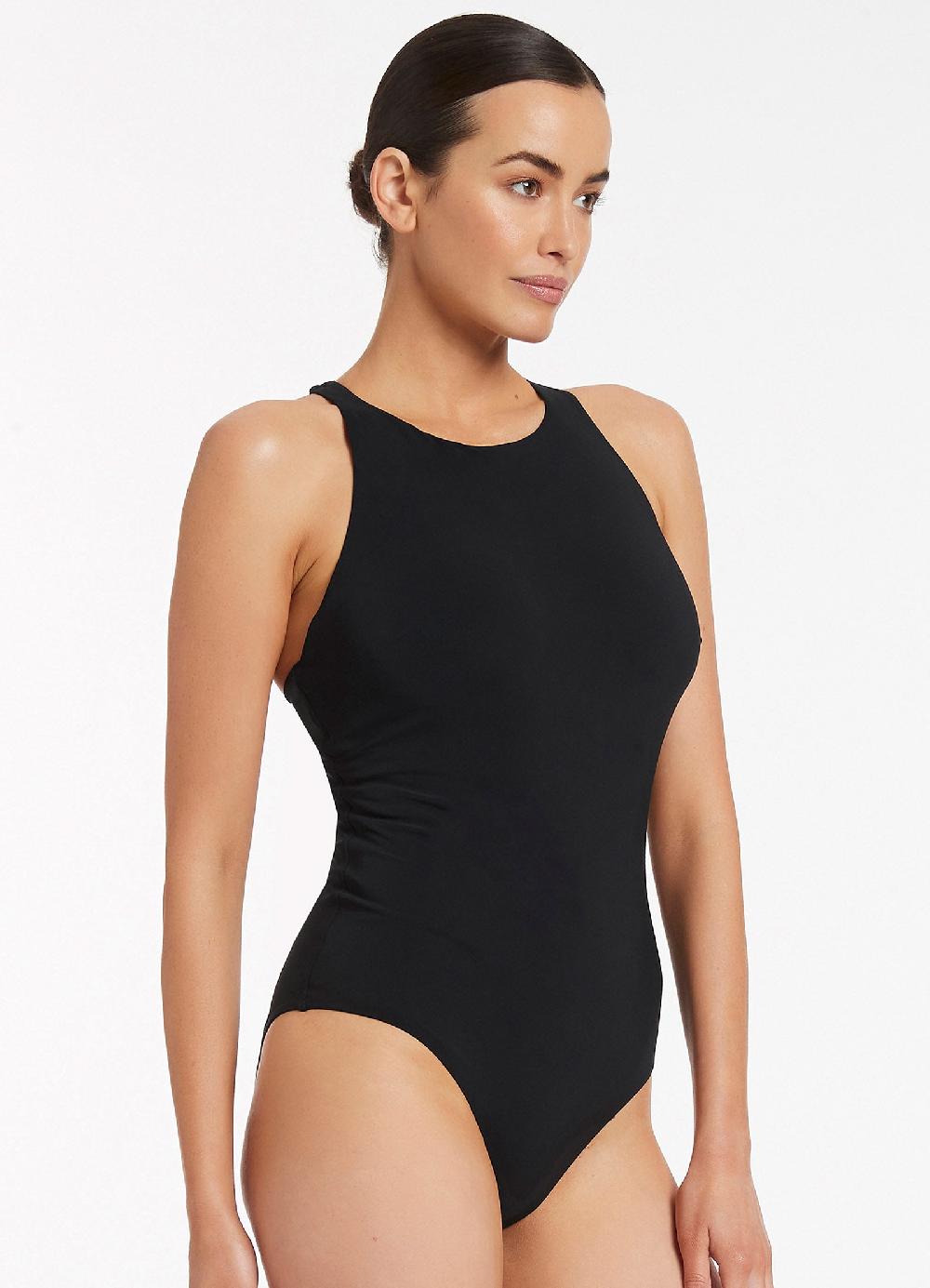 Jets Australia JETSET High Neck Cross Back DD/E One Piece - Black