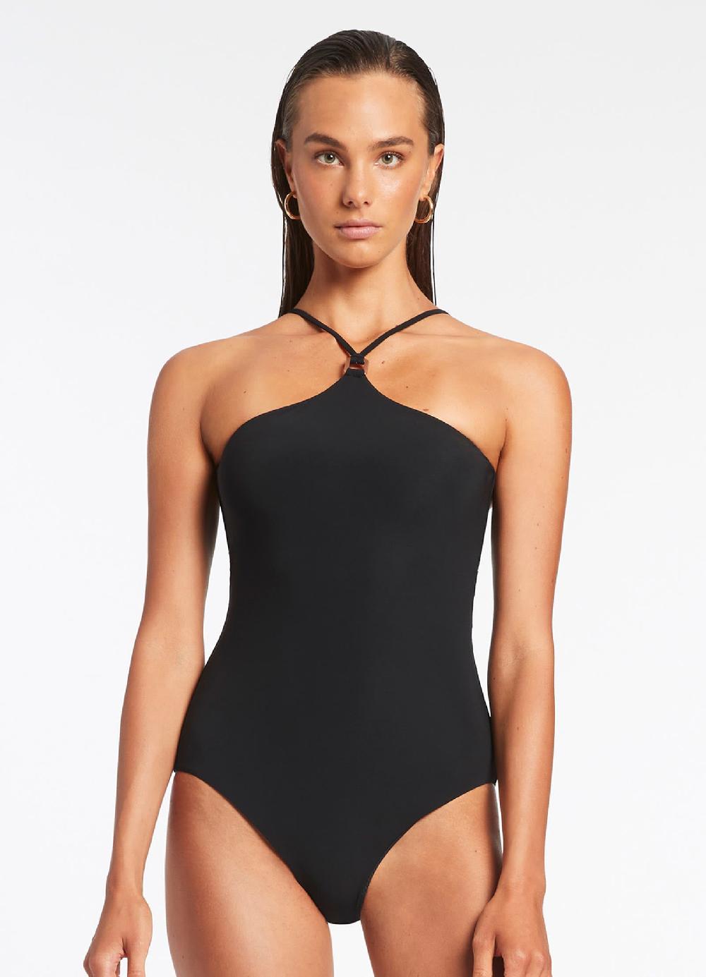 Jets Australia Jetset High Neck Trim One Piece - Black