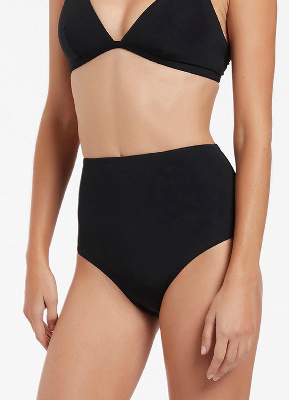 Jets Australia Jetset High Waisted Bikini Bottom - Black