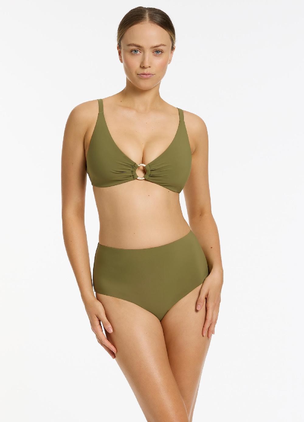 jets australia Jetset High Waisted Bikini Bottom - Moss