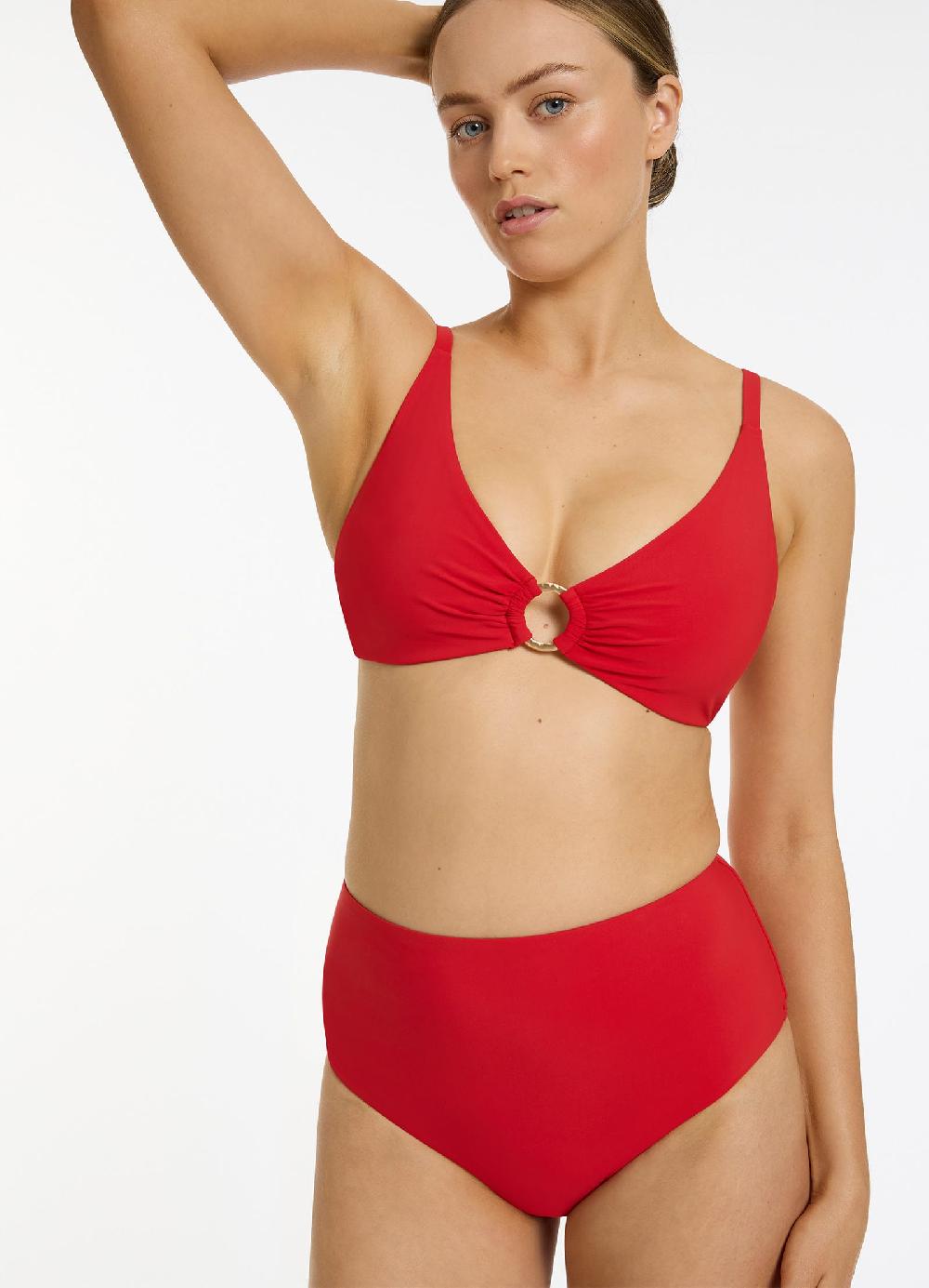 Jets Australia Jetset High Waisted Bikini Bottom - Rosso