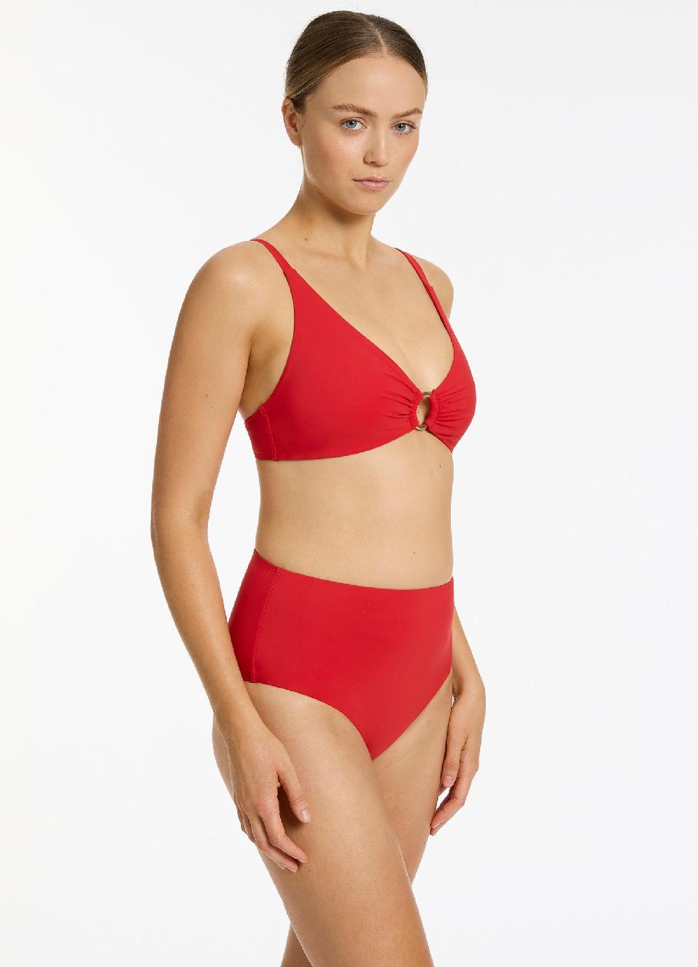 Jets Australia Jetset High Waisted Bikini Bottom - Rosso