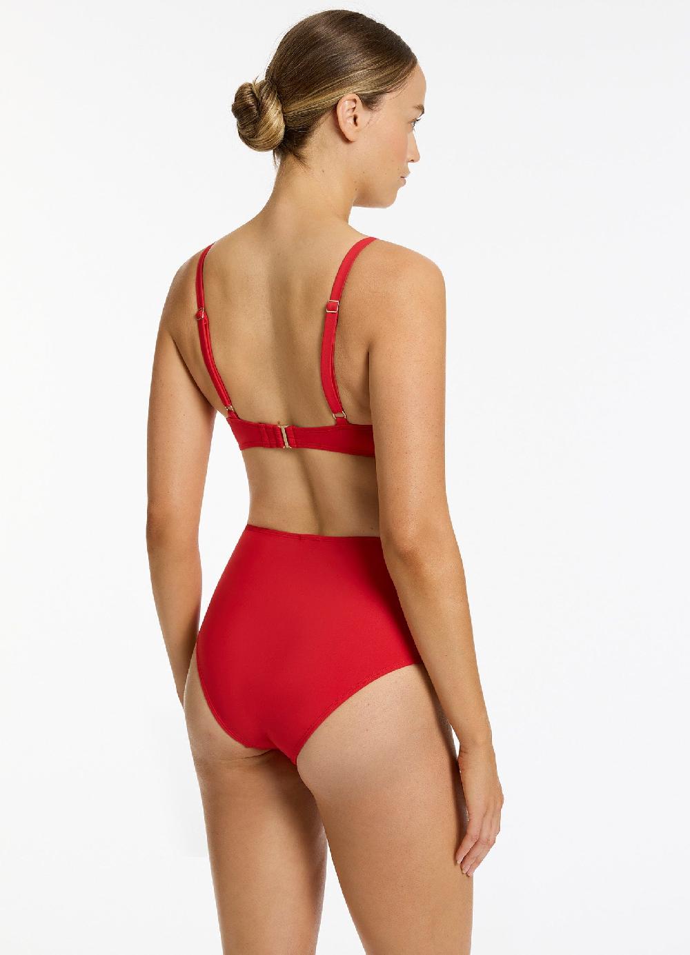 Jets Australia Jetset High Waisted Bikini Bottom - Rosso