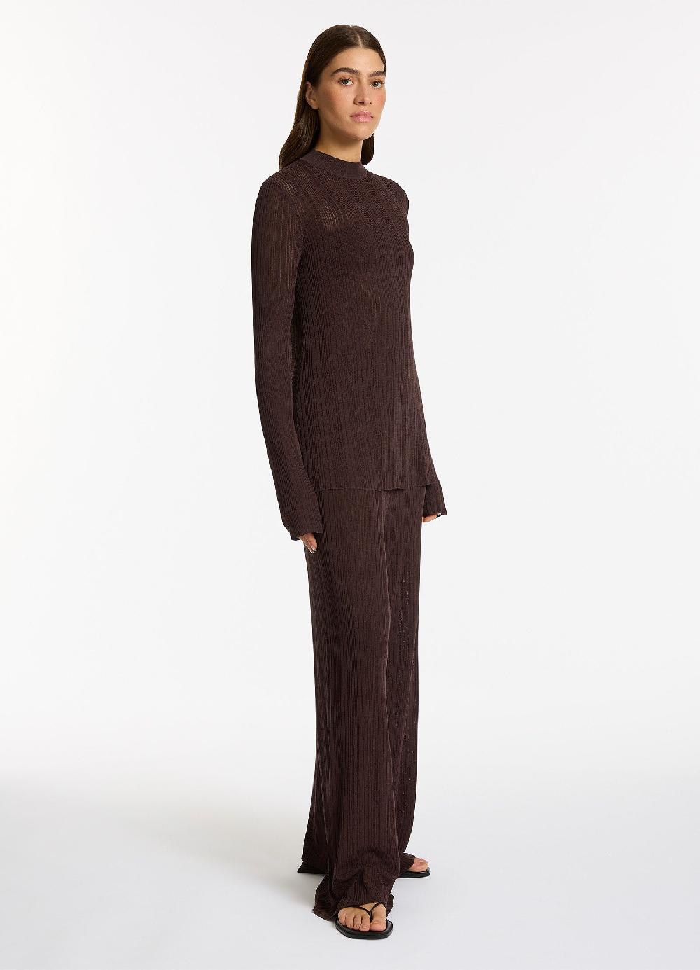 Jets Australia Jetset Knit Long Sleeve Top - Chocolate