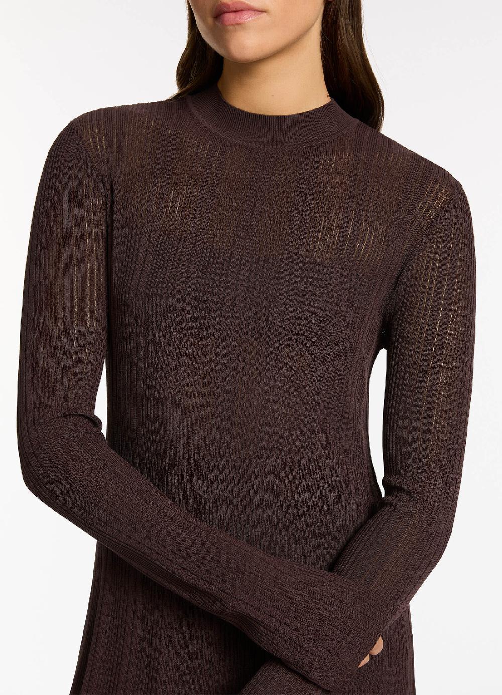 Jets Australia Jetset Knit Long Sleeve Top - Chocolate