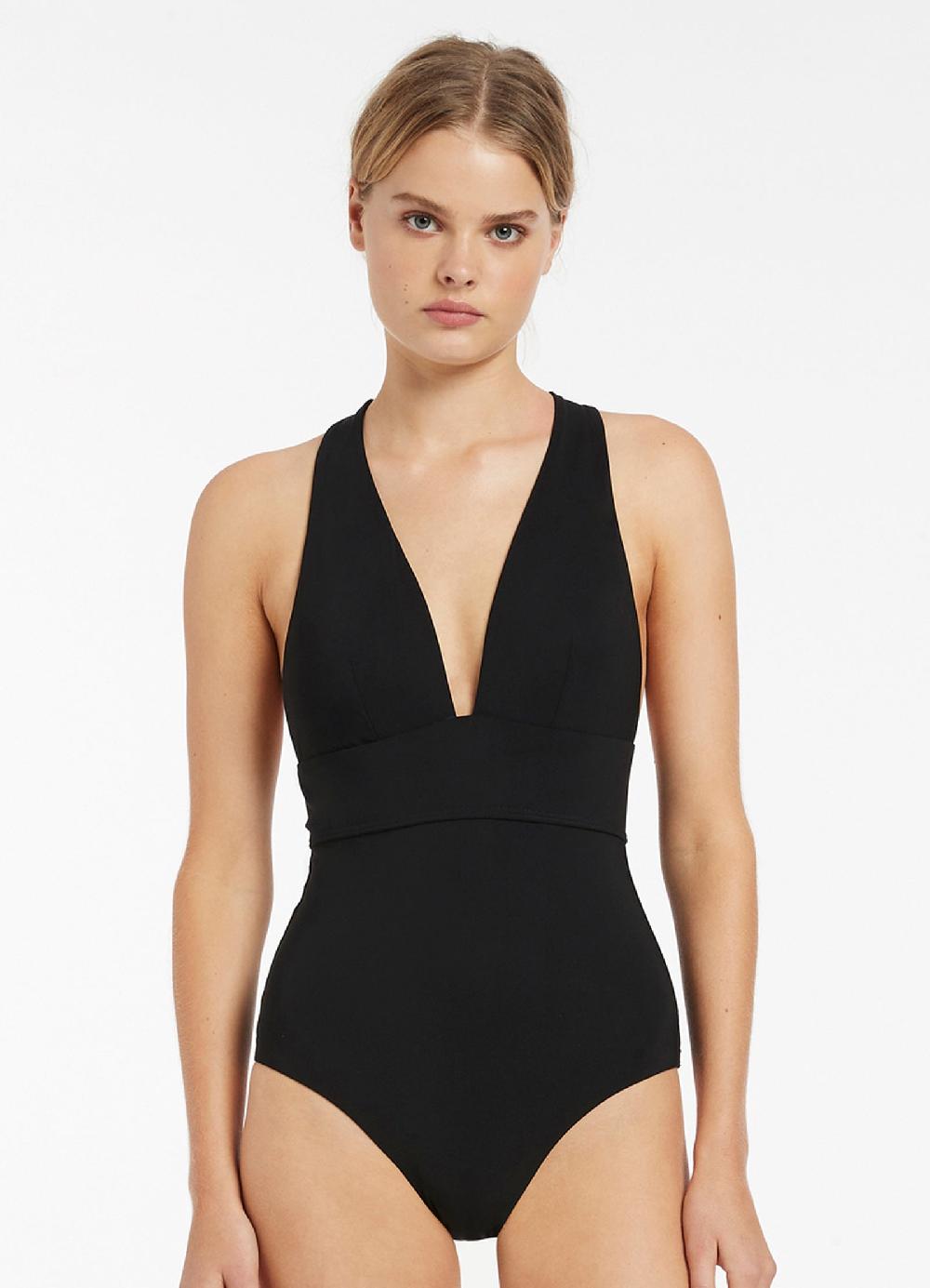Jets Australia Jetset Plunge Tie Back One Piece - Black