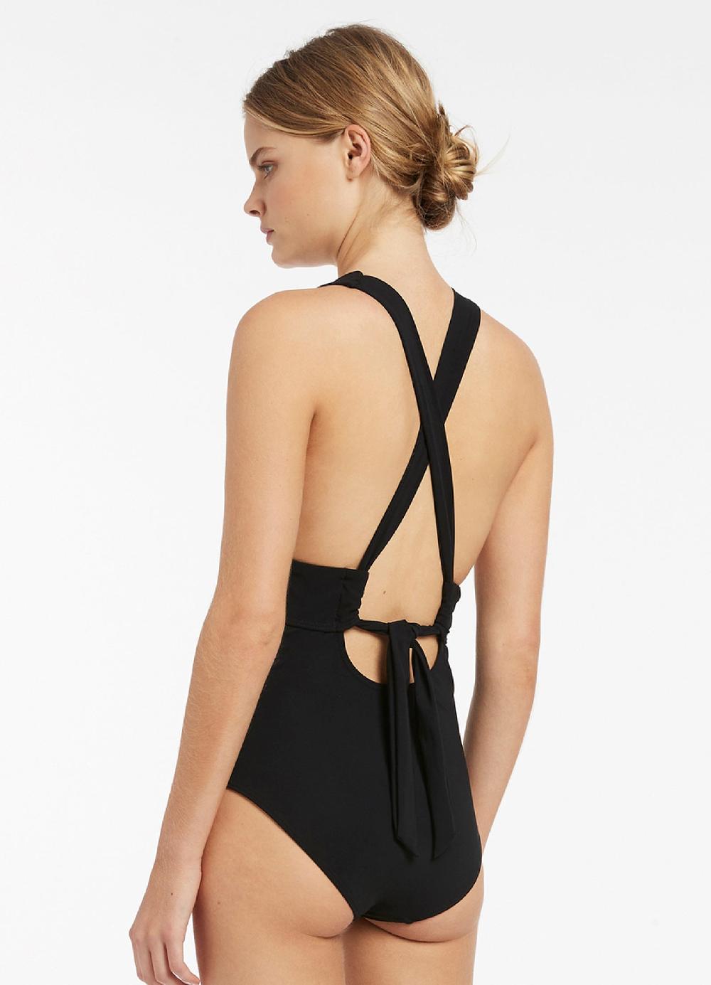 Jets Australia Jetset Plunge Tie Back One Piece - Black