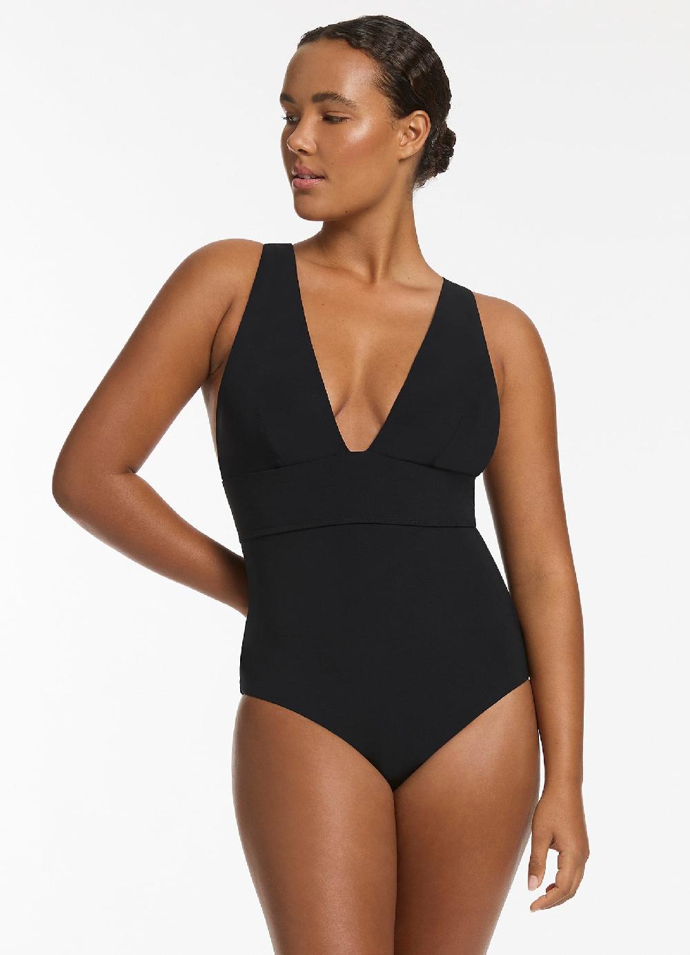 jets australia Jetset Plunge Tie Back One Piece - Black
