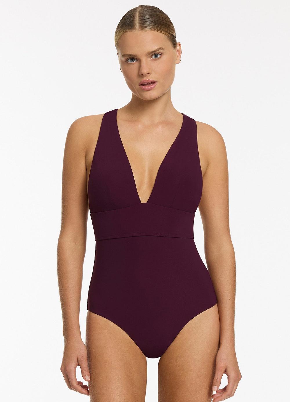 jets australia Jetset Plunge Tie Back One Piece - Port