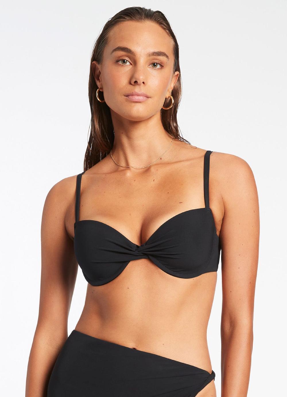 jets australia Jetset Twist Front Moulded Top - Black