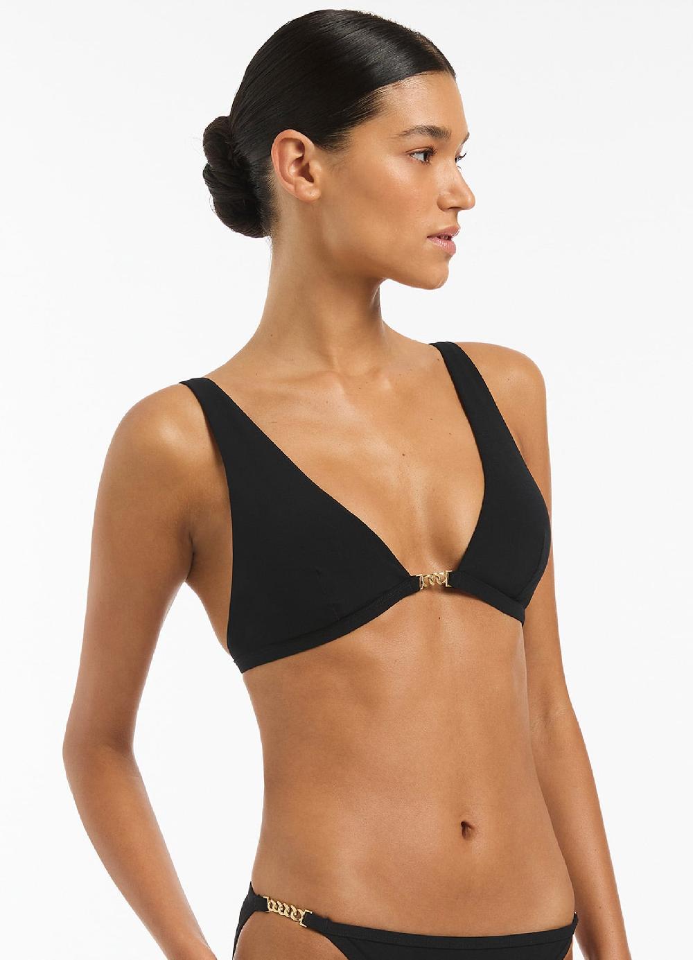 Jets Australia Lien Longline Triangle Bikini Top - Black