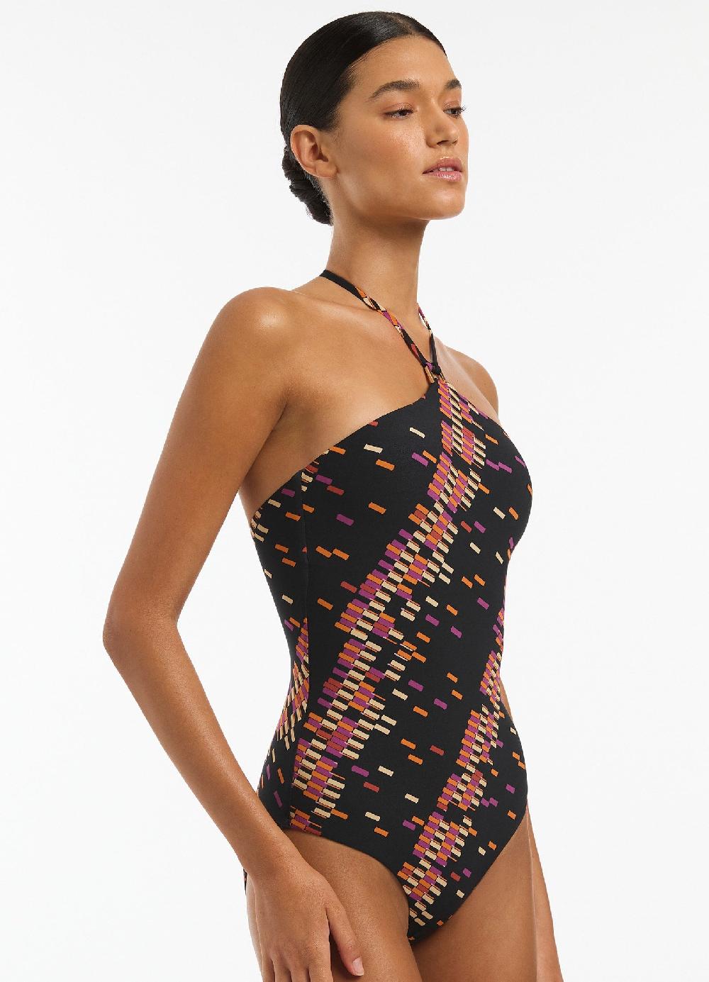 Jets Australia Lumiere High Neck Trim One Piece - Black