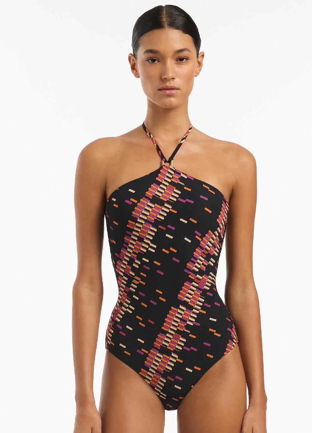 jets australia Lumiere High Neck Trim One Piece - Black