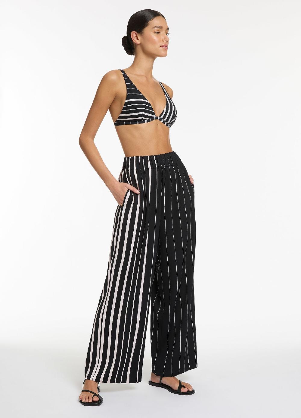 Jets Australia Lunar Stripe Relaxed Pant - Black/Chalk