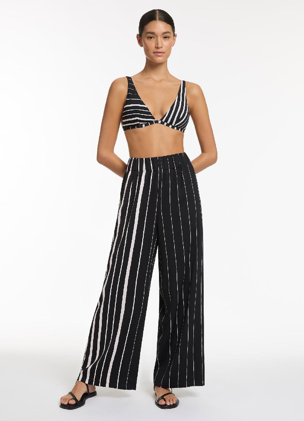 jets australia Lunar Stripe Relaxed Pant - Black/Chalk