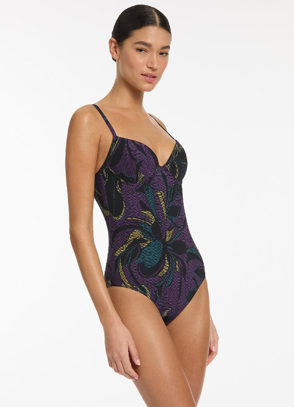 Jets Australia Midnight Tropical Moulded Underwire One Piece - Amethyst